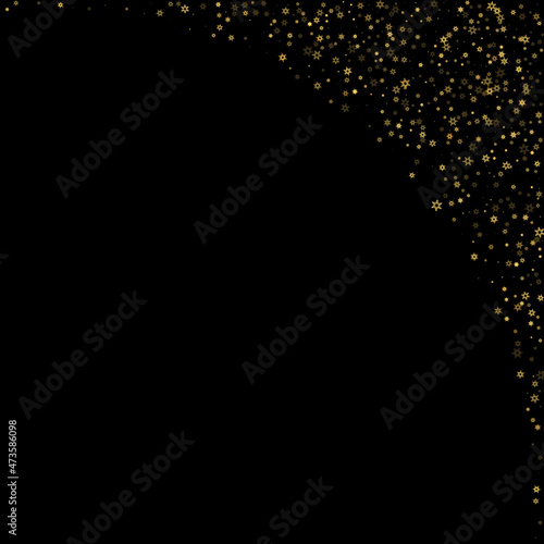 Falling Snow flakes golden pattern Holiday Vector