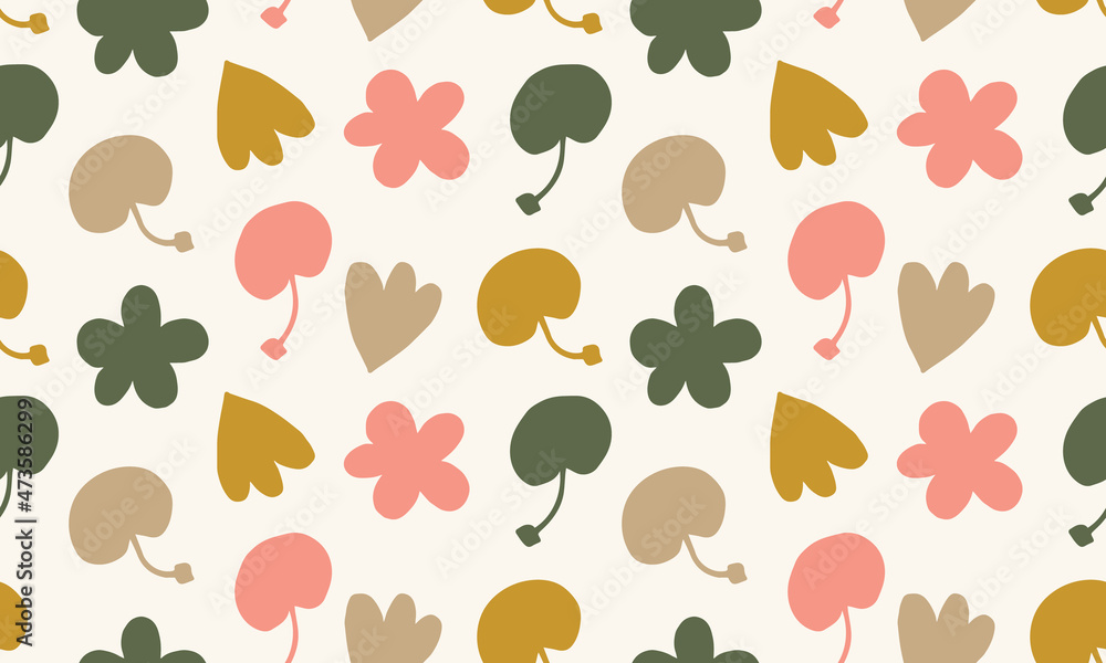 Fototapeta premium seamless pattern with cherries and flowers