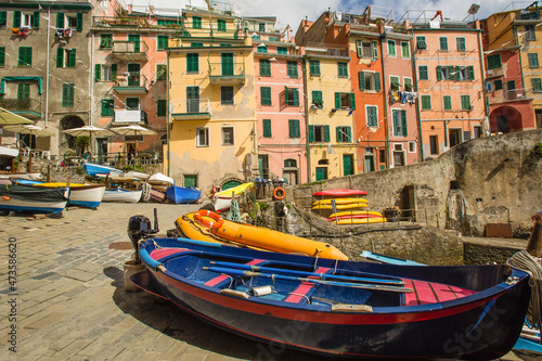 Obraz na płótnie Beautiful Italian fishing village -Riomaggiore- Italy(cinque terre- UNESCO World Heritage Site) w salonie