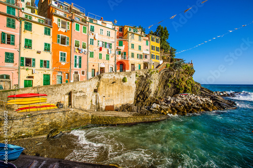 Obraz na płótnie Beautiful Italian fishing village -Riomaggiore- Italy(cinque terre- UNESCO World Heritage Site) w salonie