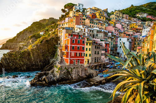 Beautiful Italian fishing village -Riomaggiore- Italy(cinque terre- UNESCO World Heritage Site)