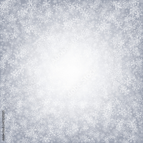 Gray Snow Vector Gray Background. Light Snowflake