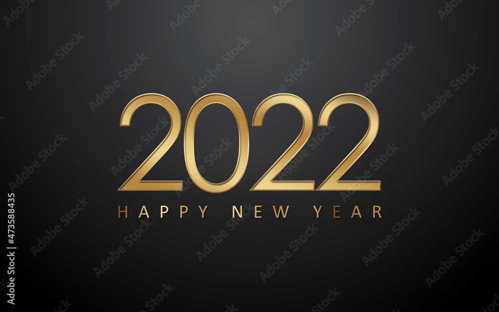 Happy New Year 2022 Golden Greeting Card Happy New Year 2022 Golden Greeting Card