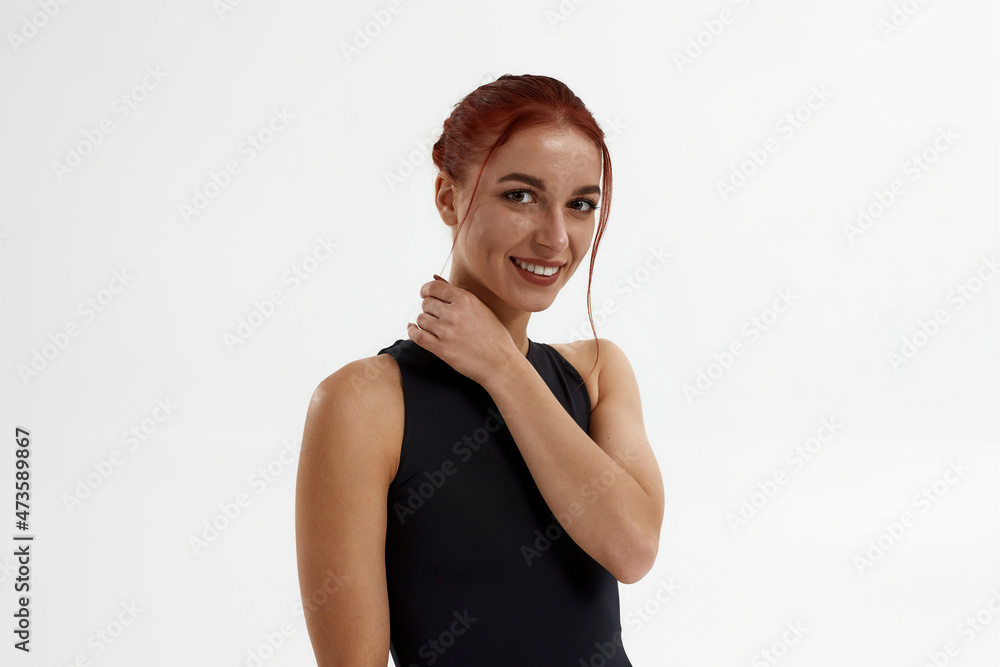 European female ballet dancer looking at camera European female ballet dancer looking at camera