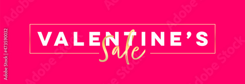 Valentine's Day Sale Banner. Web Banner Design Template for Valentine's Day Sales. Valentine's Sale Text on Pink Background