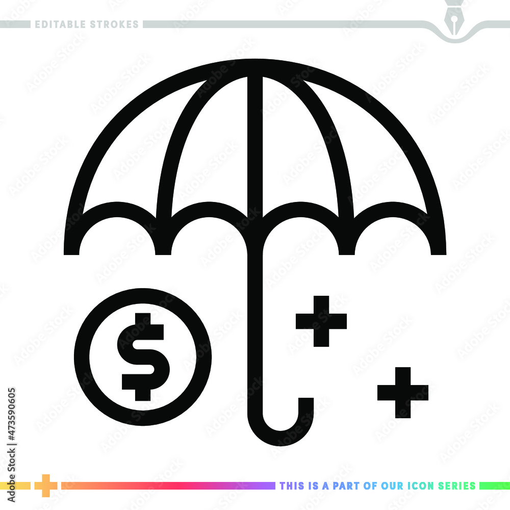 Editable line icon of life insurance as a customizable black stroke eps vector graphic. Editable line icon of life insurance as a customizable black stroke eps vector graphic.