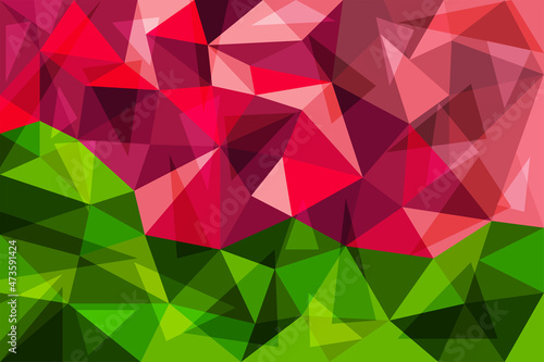 low-poly abstract background of red and green triangles