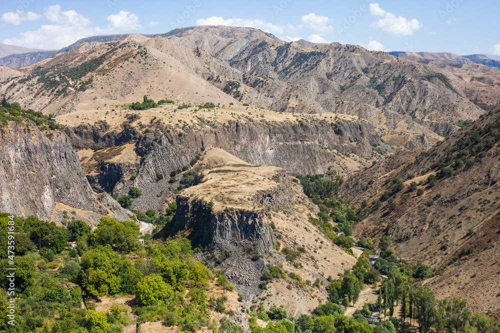 Basalt rocks of the Garni gorge in Armenia.