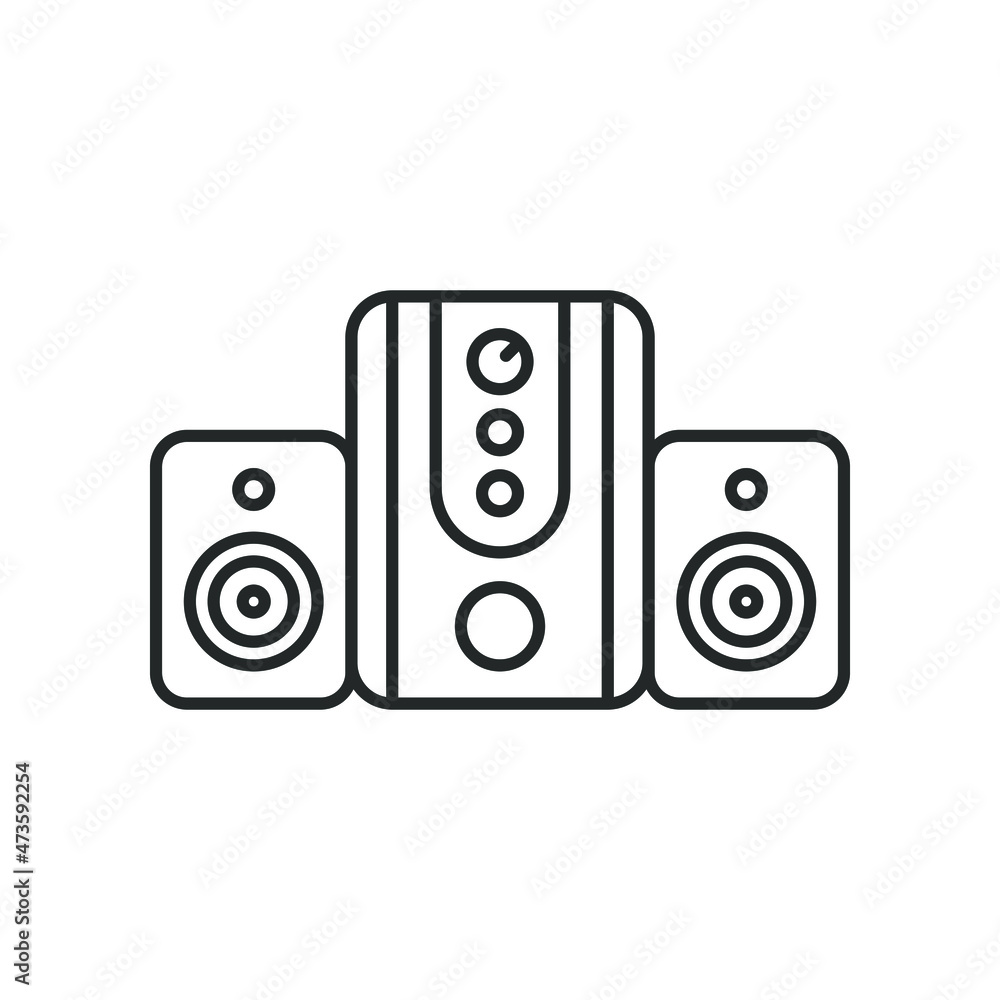 Multimedia speaker icon line style isolated on white background. Vector Multimedia speaker icon line style isolated on white background. Vector