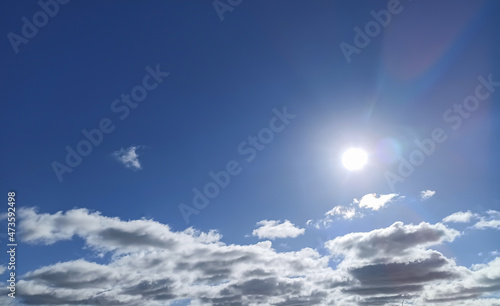 Sun in a clear blue sky for background