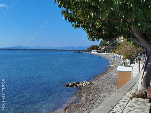 sea beach in menindi village tourist resort in aitoloakarnania perfecture greece