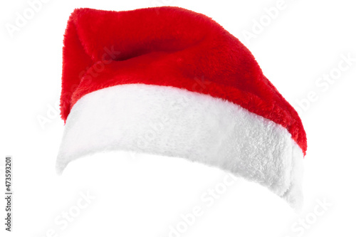 Red Santa Claus helper hat on white background, isolated