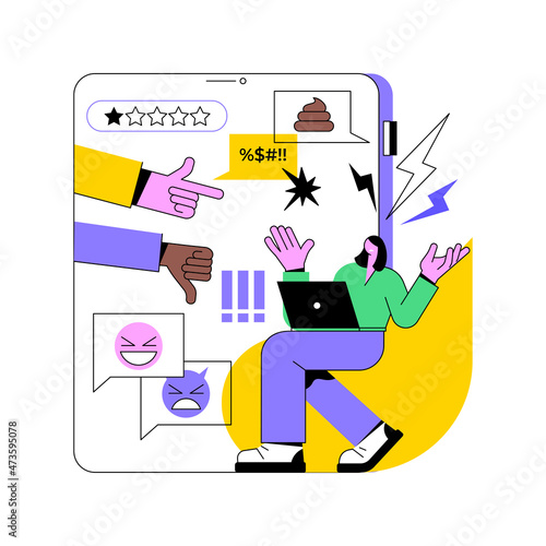 Internet shaming abstract concept vector illustration. Digital shaming, negative comment, internet harassment, online hatred, social media stalking, bullying, mental abuse abstract metaphor.