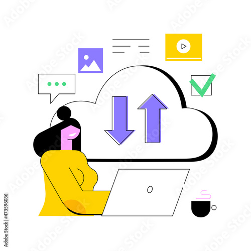 Cloud based engine abstract concept vector illustration. Infrastructure as a service, virtual machine application, provider, cloud based engine on-demand, software computer abstract metaphor.