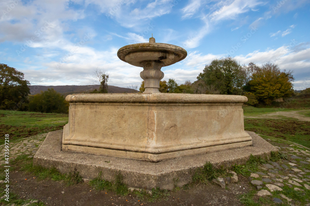 Obraz premium The octagonal fountain in front of the church of San Bonaventura,this place have been chosen several times as cinema set for important films, Italian and foreign movies.