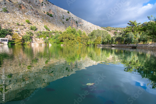 Lake of Zaros at spring, Crete, Greece. photo