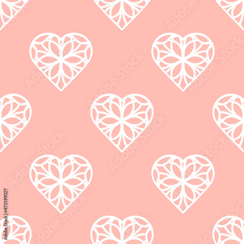Vector seamless retro pattern with mosaic hearts