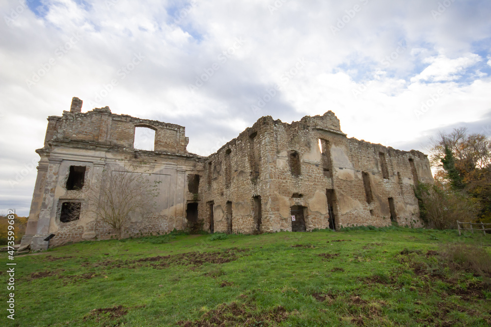 Baroque Church of San Bonaventura in The ruins of ancient Monterano,Canale Monterano,Italy.