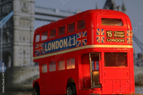 Fotografie Classic English red double-decker toy bus