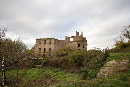 Baroque Church of San Bonaventura in The ruins of ancient Monterano,Canale Monterano,Italy.