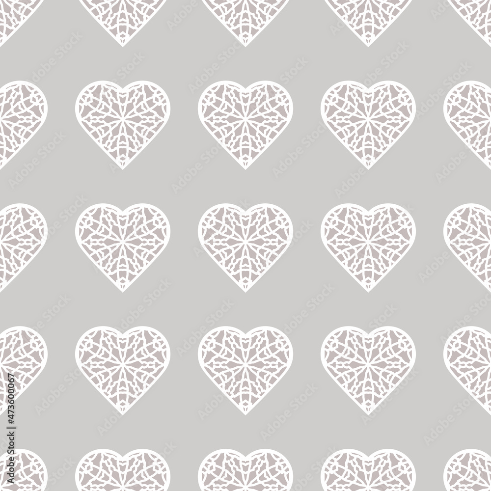 Vector seamless retro pattern with mosaic hearts