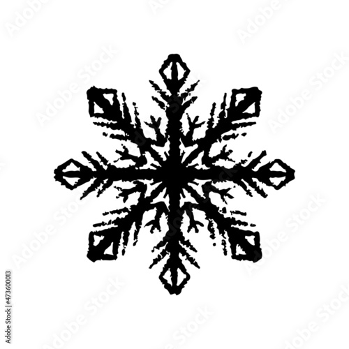 Snowflake icon. Black contour linear sketch drawing. Vector simple flat graphic hand drawn illustration. The isolated object on a white background. Isolate.