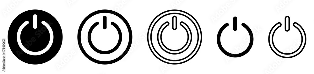 On-off icon set. Flat and line art style. Vector illustration isolated ...