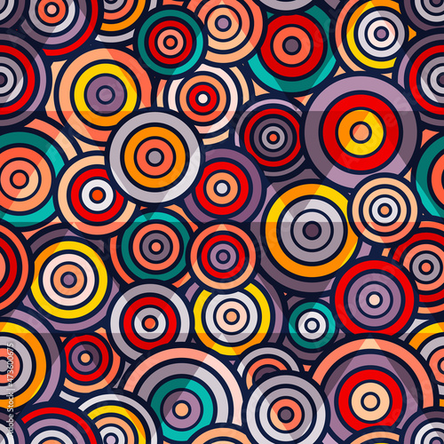 Colored circle geometric seamless pattern.