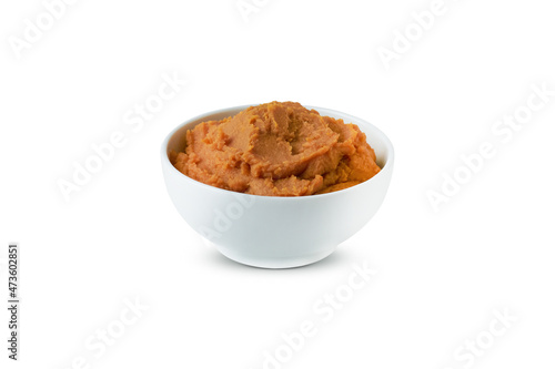 miso paste shiro miso in a bowl isolated on white