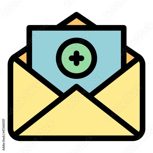 Free Download Add letter envelope icon. Outline add letter envelope vector icon color flat isolated - GFXLoad