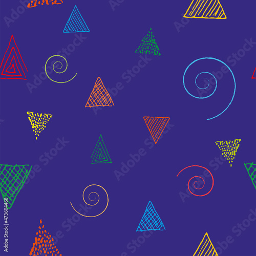 Seamless colorful doodle geometric  pattern.