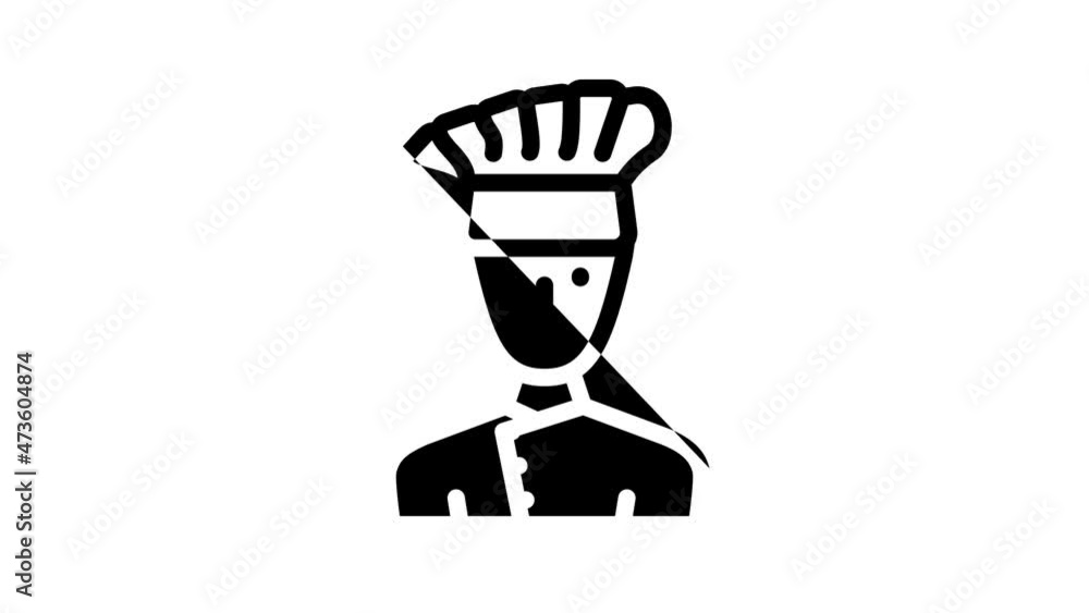 cook chef canteen worker animated line icon cook chef canteen worker sign. isolated on white background cook chef canteen worker animated line icon cook chef canteen worker sign. isolated on white background