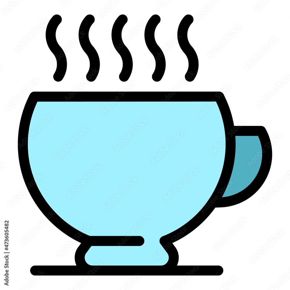 Break mug icon. Outline break mug vector icon color flat isolated