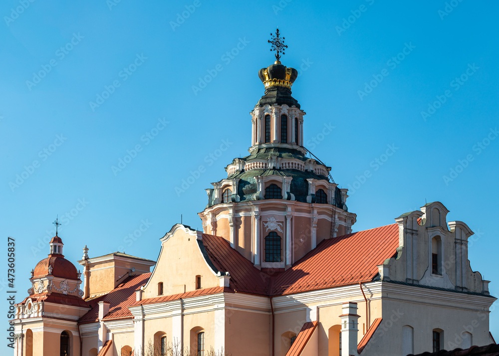 The crown on the roof of the Jesuit Church of  St. Casimir in Vilnius, Lithuania