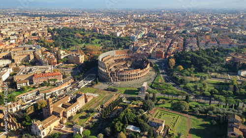 Fotografia Aerial drone photo of iconic ancient Roman Gladiatorial arena world famous Colos