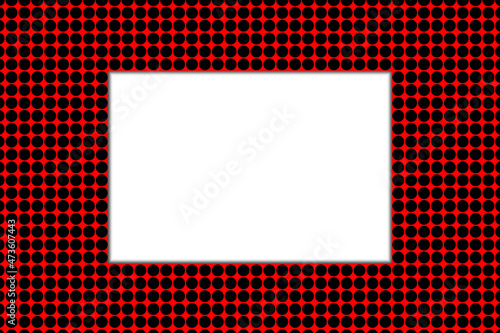 Encart rouge sur ronds noirs fond blanc