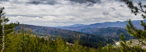 panorama of the Carpathian mountains, national park Skolivski beskidy, Ukraine