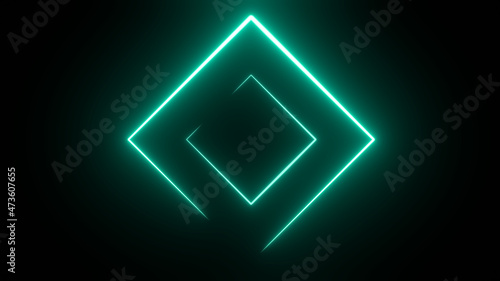 Colorful glow strokes. Neon light square.