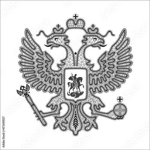 Vector coat of arms of russia embroidery lace