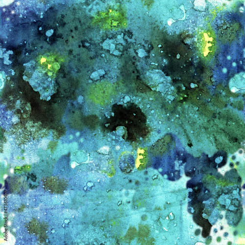 Saturated dark green watercolor abstract background