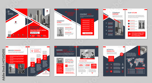 Brochure creative design. Multipurpose template, include cover, back and inside pages. Trendy minimalist flat geometric design. Vertical a4 format.