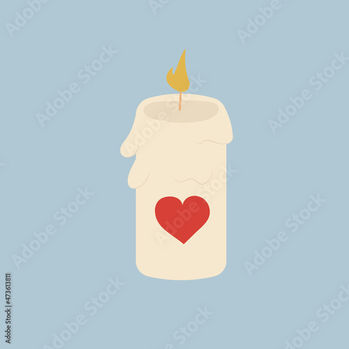 Candle with a heart. Design element.