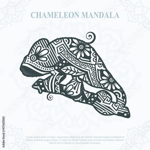 CHAMELEON Mandala. Boho Style elements. Animals boho style drawn. vector illustration.