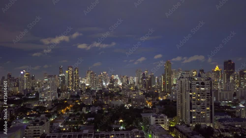 Aerial view of Sathorn, Bangkok Downtown. Financial district and business centers in smart urban city in Asia. Skyscraper and high-rise buildings at night. Aerial view of Sathorn, Bangkok Downtown. Financial district and business centers in smart urban city in Asia. Skyscraper and high-rise buildings at night.