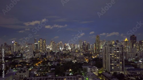 Wallpaper Mural Aerial view of Sathorn, Bangkok Downtown. Financial district and business centers in smart urban city in Asia. Skyscraper and high-rise buildings at night. Torontodigital.ca