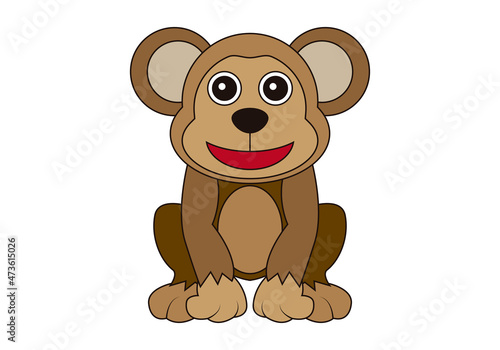 Mono marrón de peluche en fondo blanco. photo