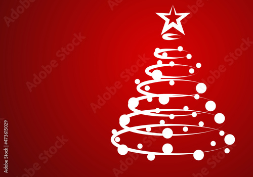 Fondo rojo de árbol de navidad blanco.