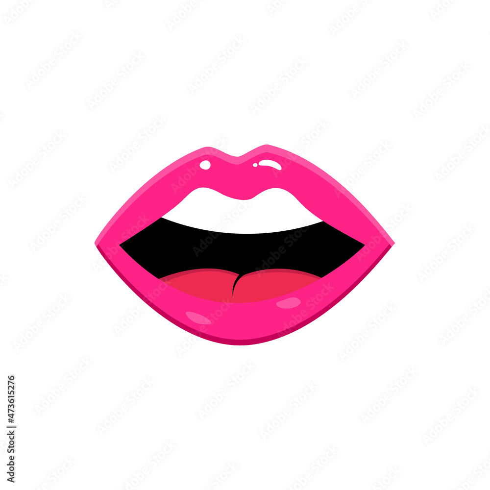 Pink Lips Open Female Talking Mouth 