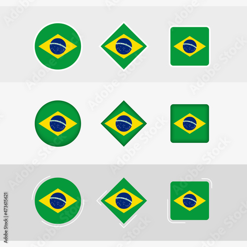 Free Download Brazil flag icons set, vector flag of Brazil. - GFXLoad