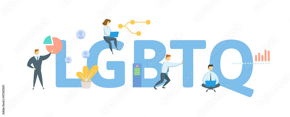 LGBTQ. Concept with keyword, people and icons. Flat vector illustration. Isolated on white. LGBTQ. Concept with keyword, people and icons. Flat vector illustration. Isolated on white.